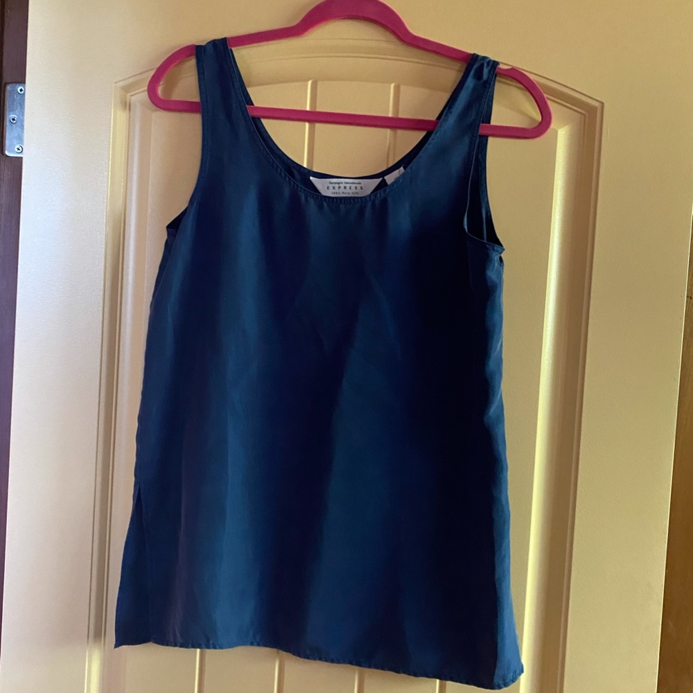 Beautiful Vintage Blue 100% Silk Blouse